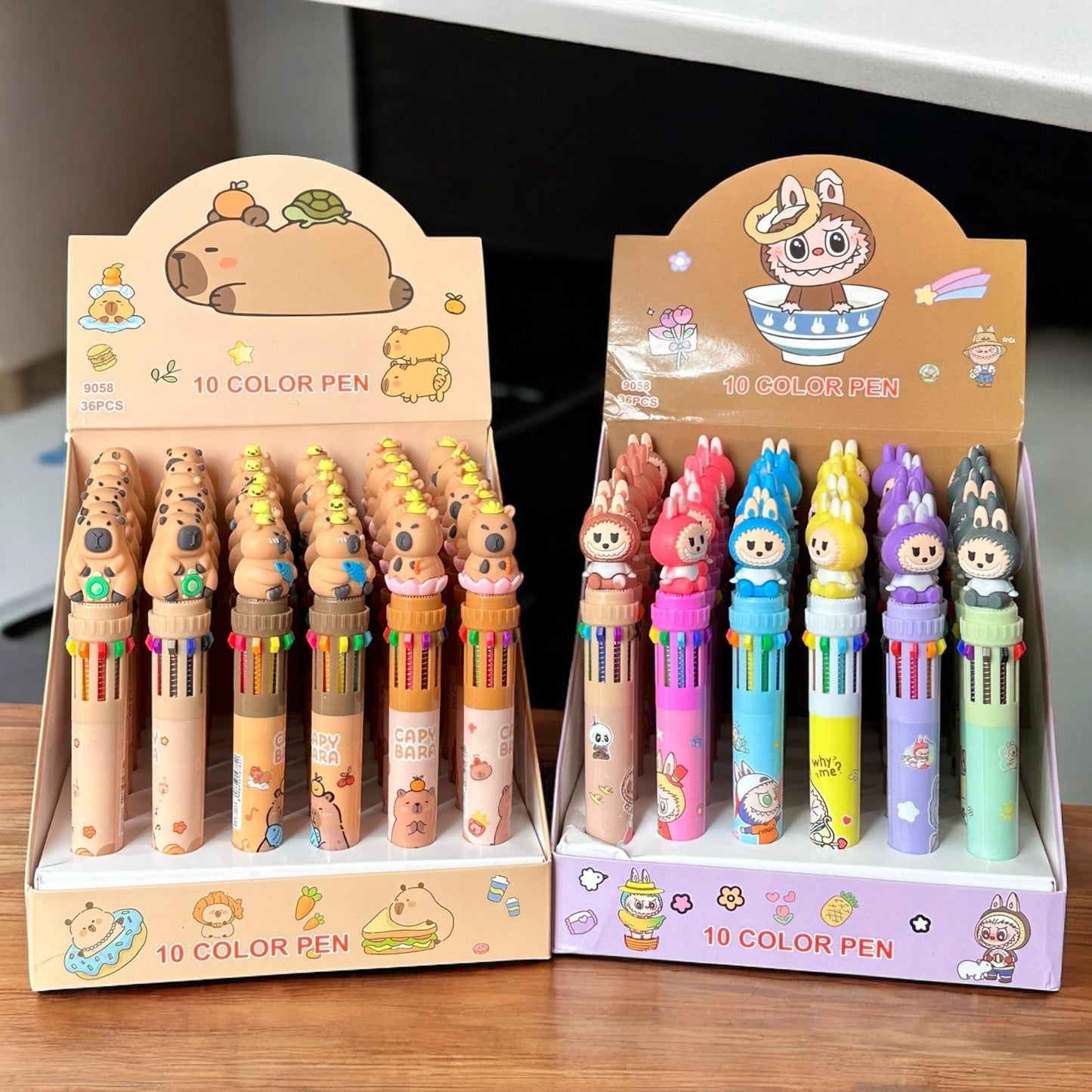 36 Lapiceros Multitintas Labubus/Capibaras Figuras $10.5 c/u