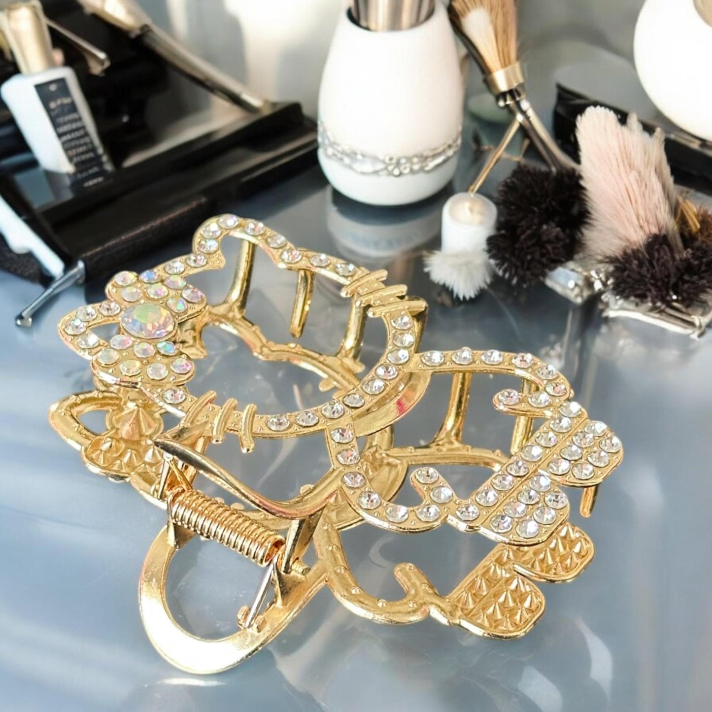 12 Pinzas Kitty Silueta Pedrería $22 c/u