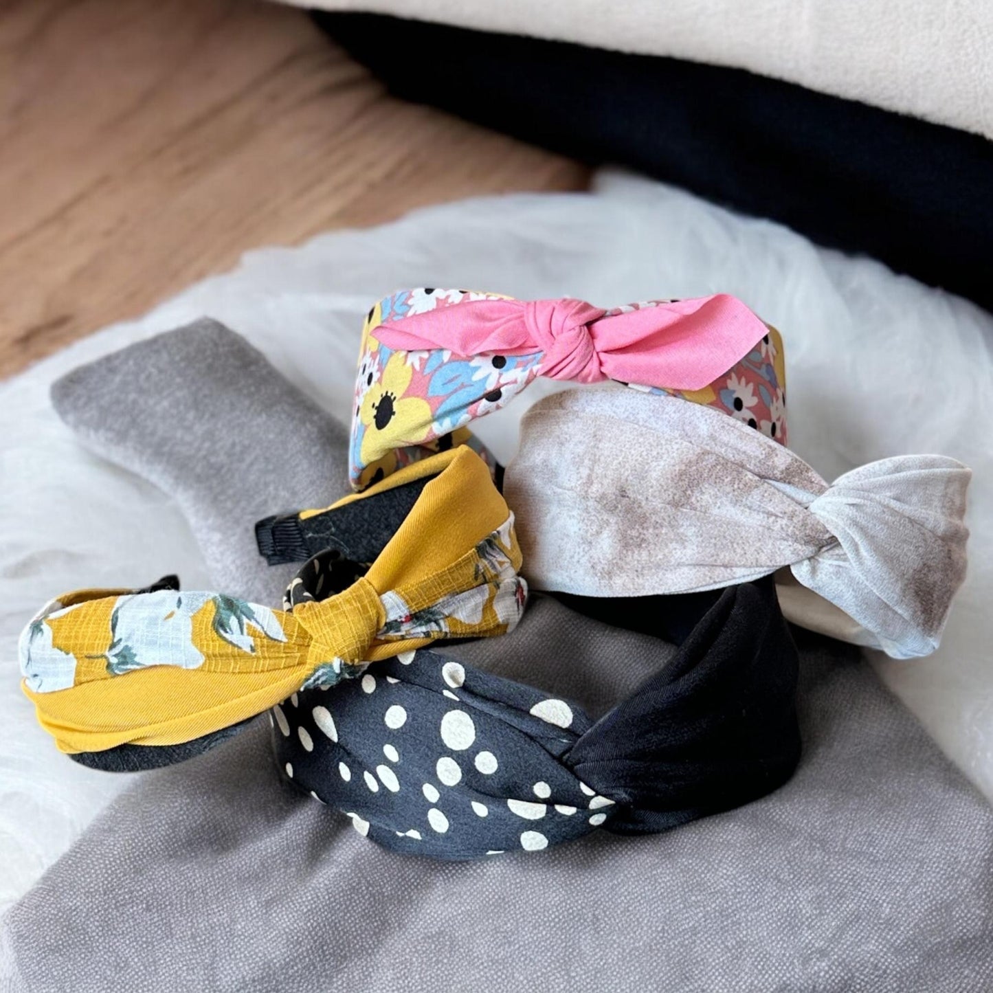 12 Diademas Gruesas Decoradas Tela $13 c/u