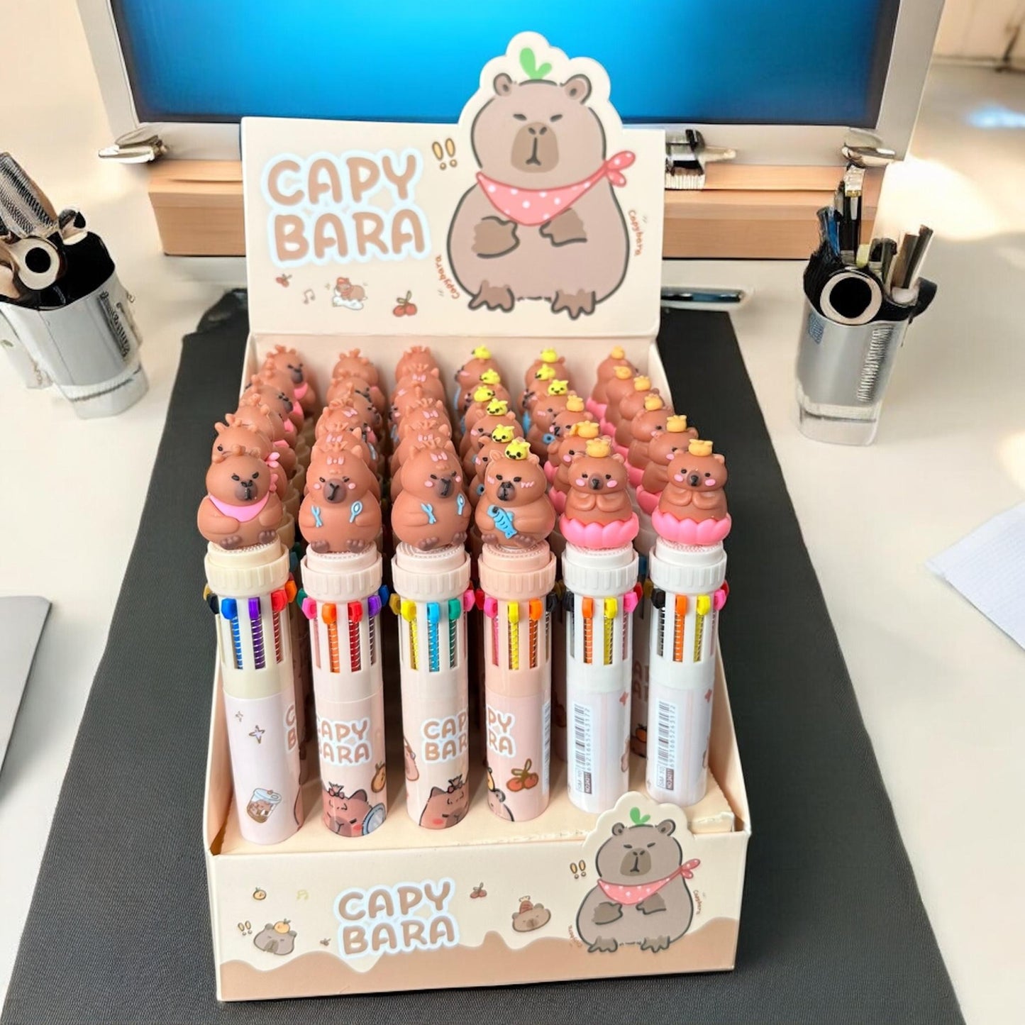 36 Lapiceros Capibaras Multitntas $12 c/u