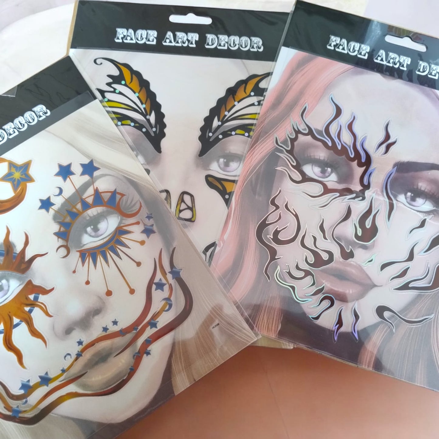 12 Stickers Tatuaje Halloween para rostro $5 c/u