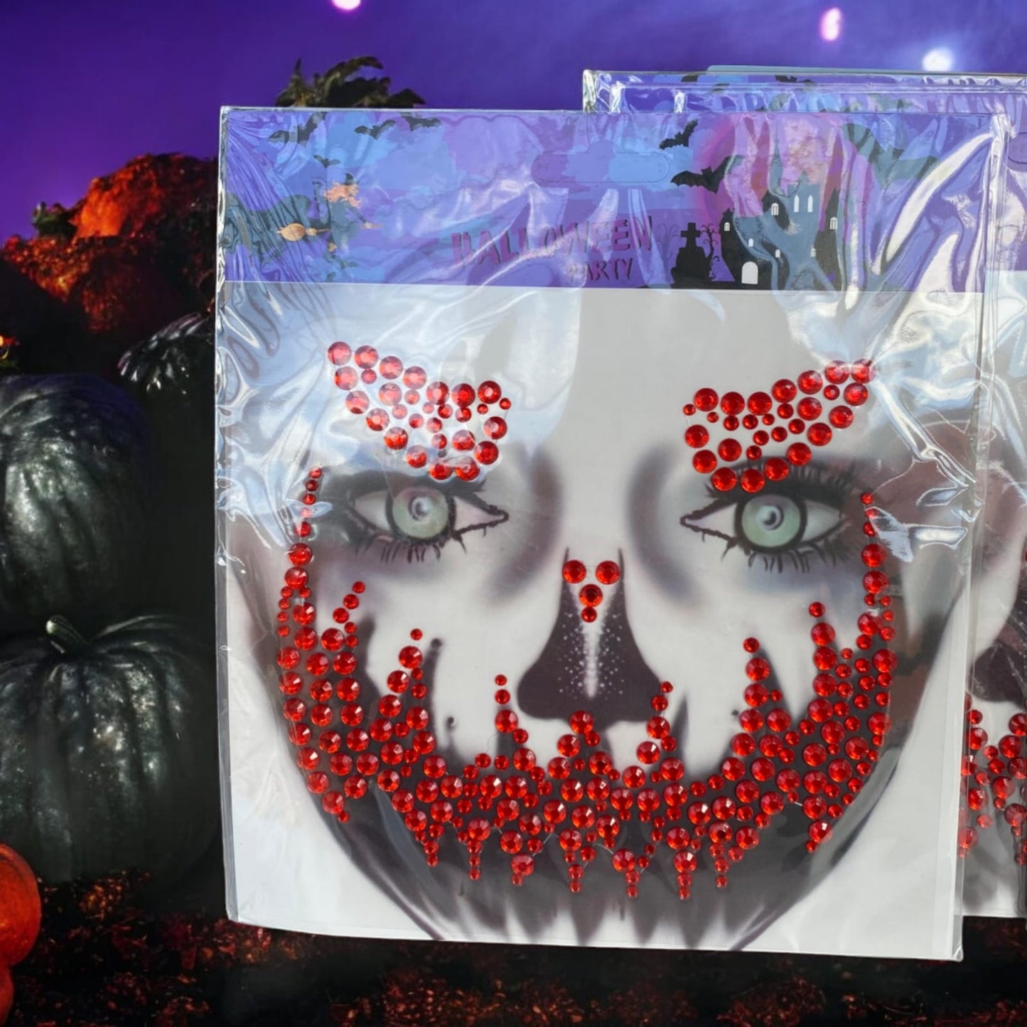 12 Pedreria para rostro diseños Halloween $10 c/u