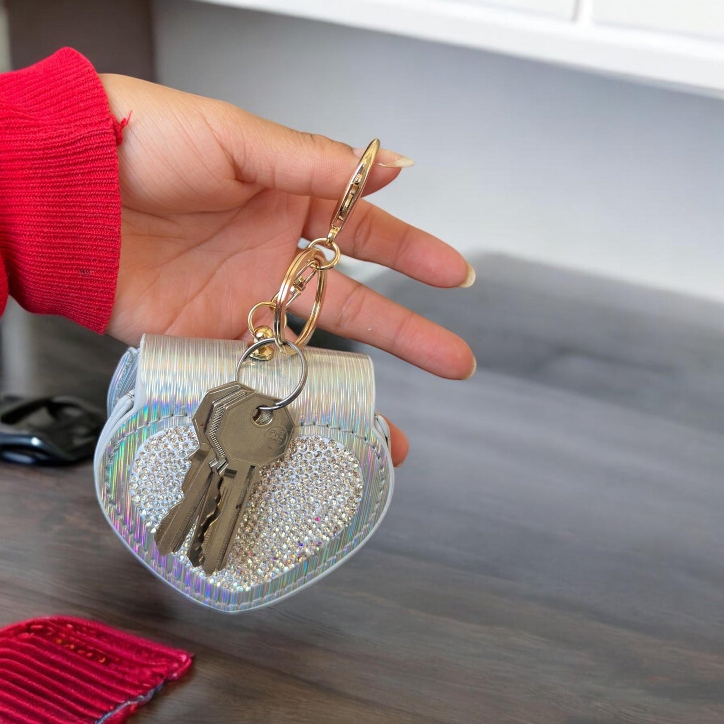 3 Monedero Corazon con Pedrería $59 c/u