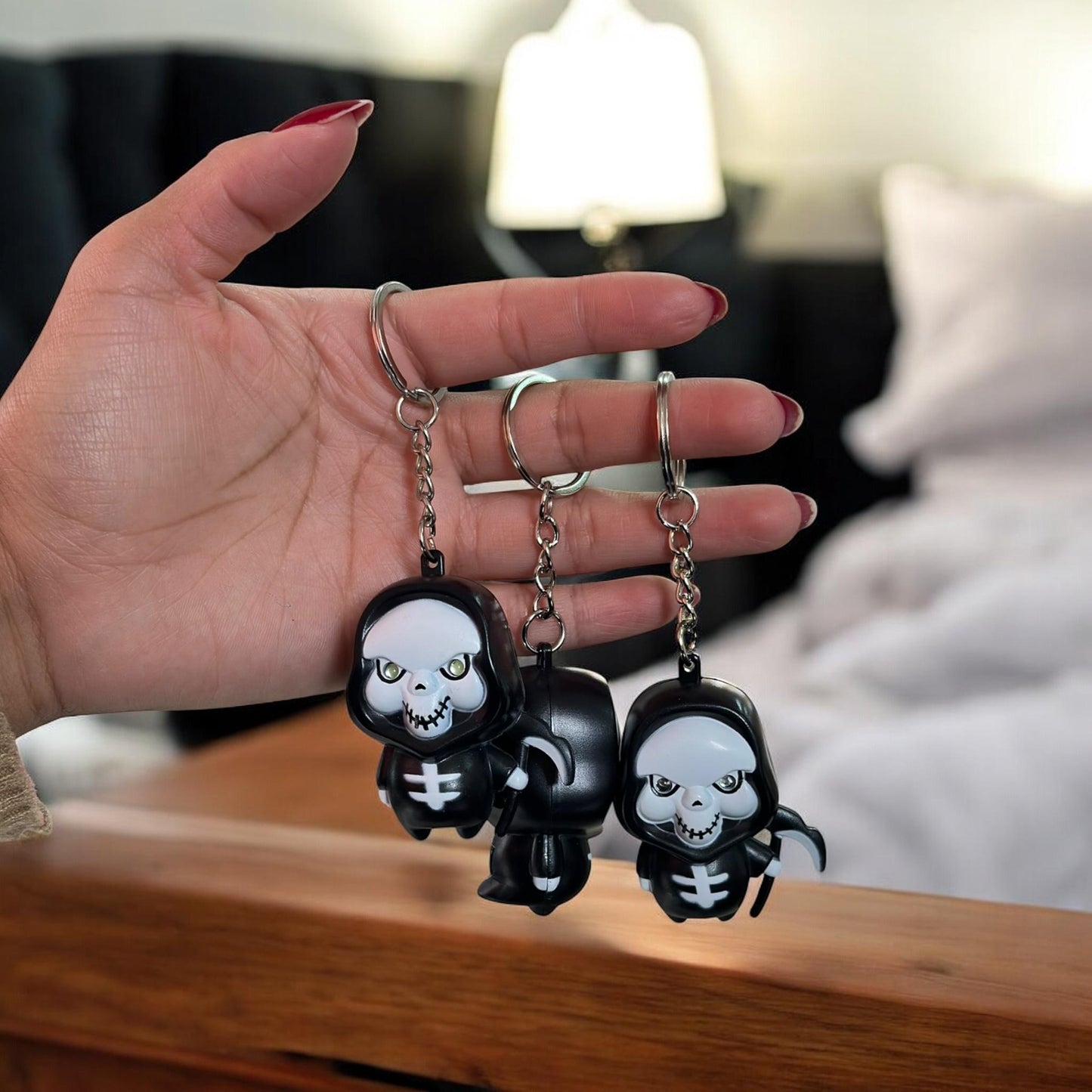 12 Llavero Lamparita Halloween con Luz y Sonido $21 c/u