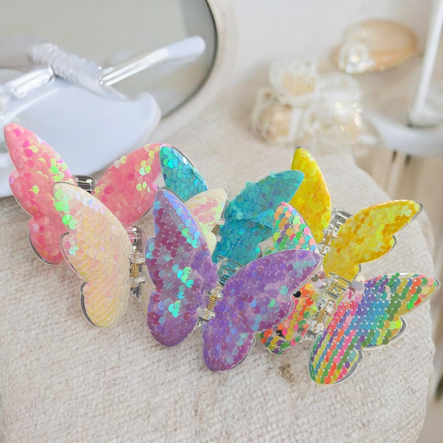 12 Pinzas Mariposas Lentejuelas Premium $15. c/u