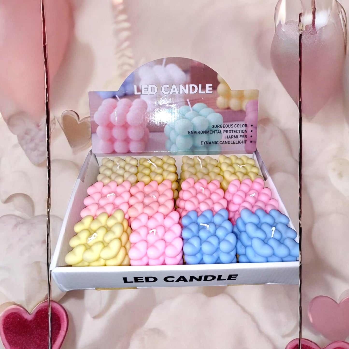 12 Velas de Corazones con Luz $17.9 c/u