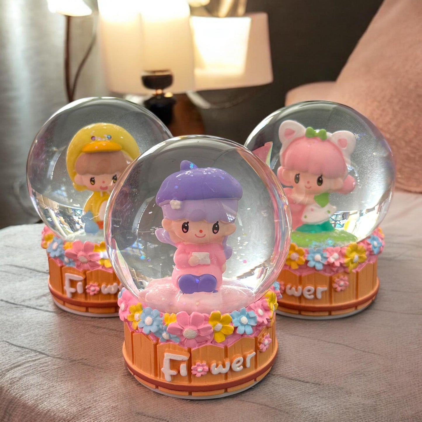 Bola de Cristal Flores con Luz