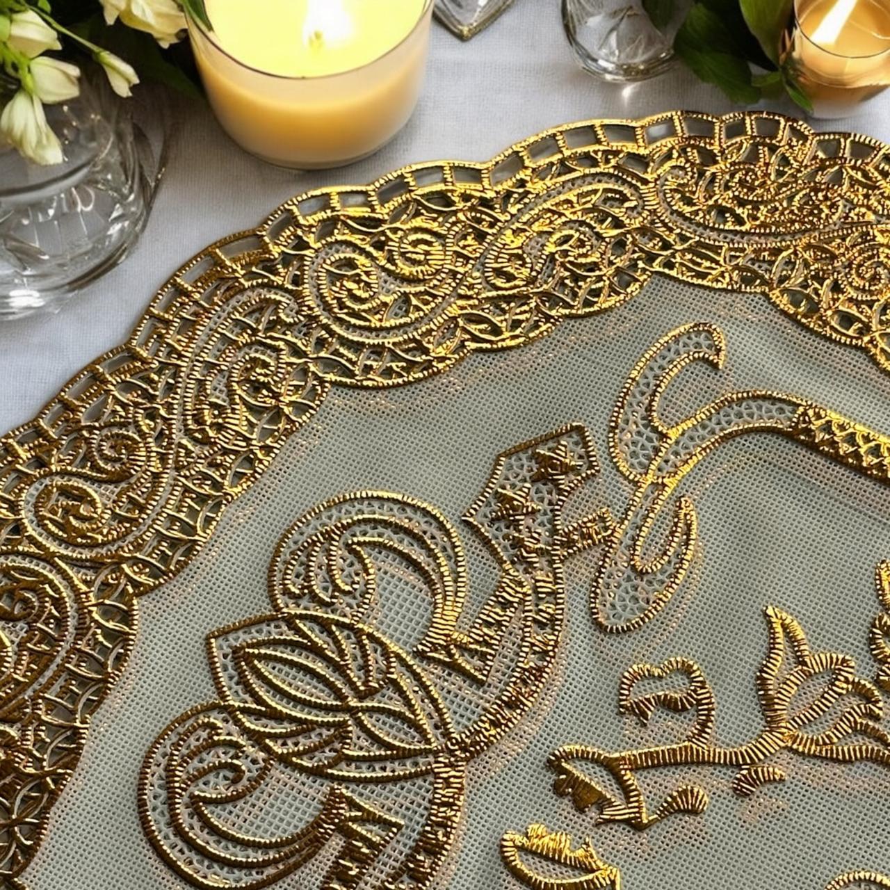 12 Manteles Individuales Ovalados Dorado/Plateado $5 c/u