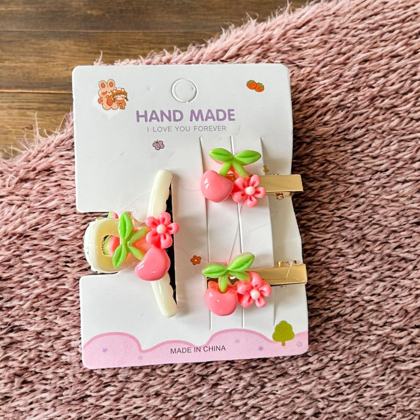 12 Sets Mini Pinzas Cereza y Pasadores $11.5 c/u