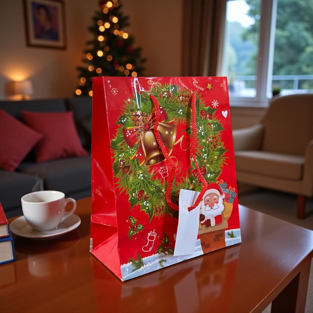 12 Bolsas Regalo Navidad 15X12X6 cm $3.45 c/u