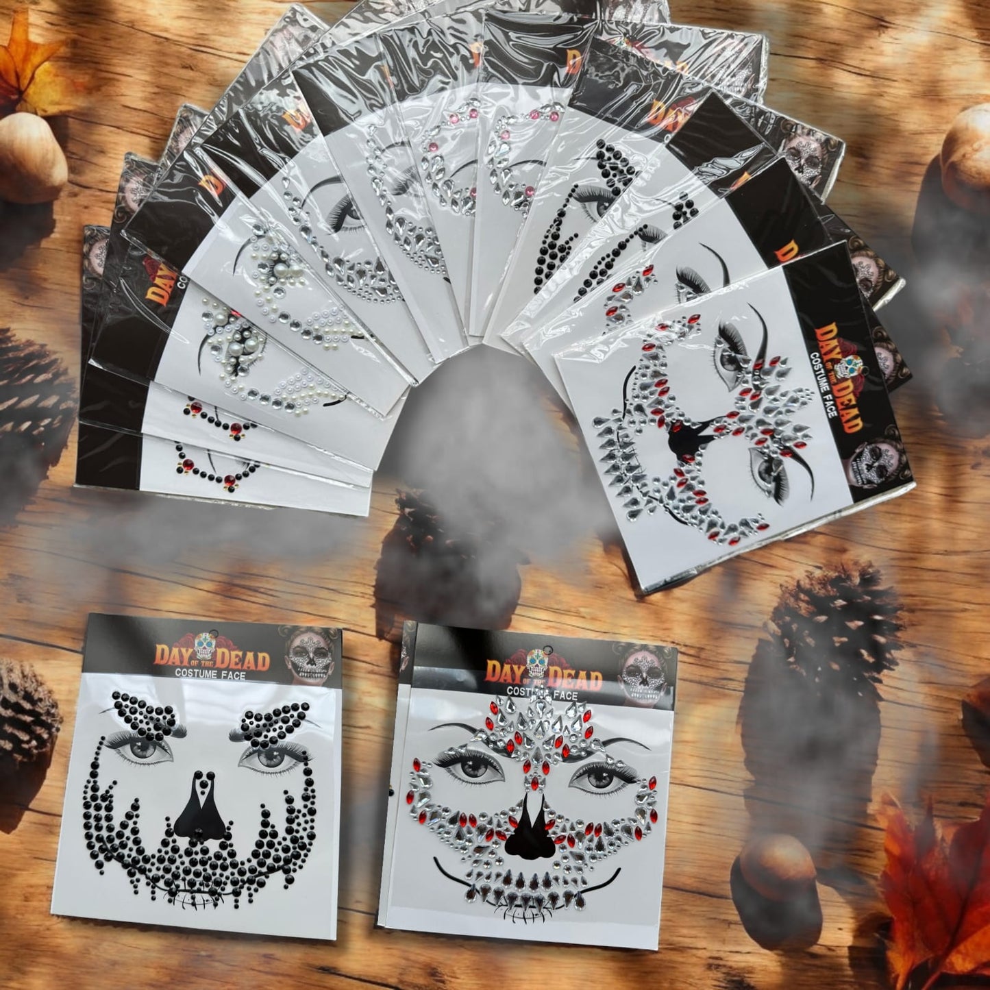 12 Stickers pedreria Perlas rostro Halloween $11 c/u