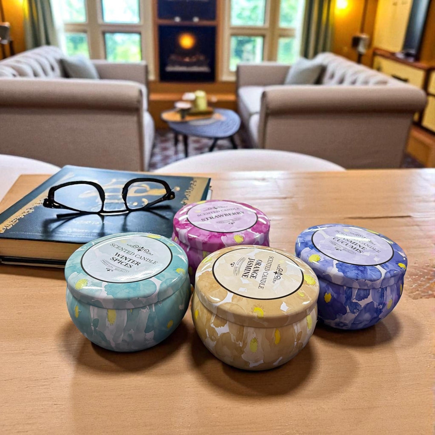 Velas Aromaticas en Caja Metalica