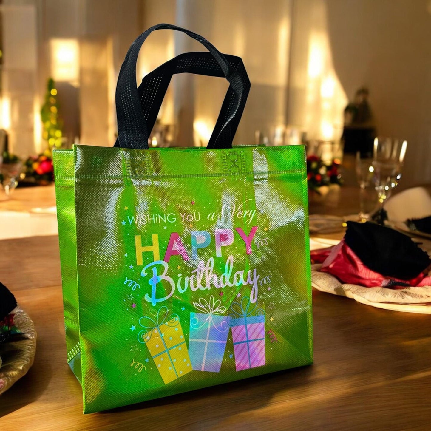 12 Bolsas "Happy BirthDay" Reutilizables $6.9 c/u