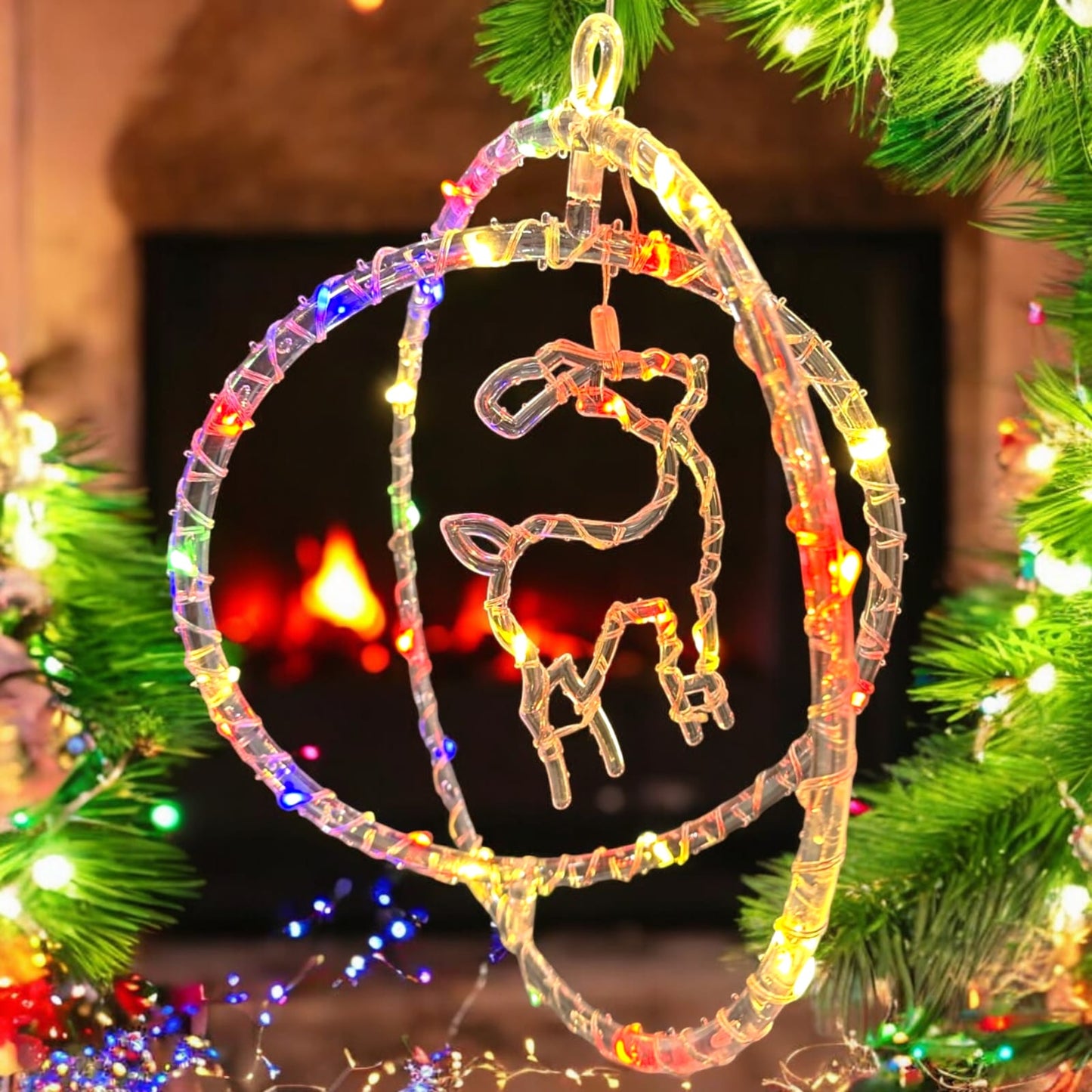 Adorno Navideño con Luz doble Colgante 33cm