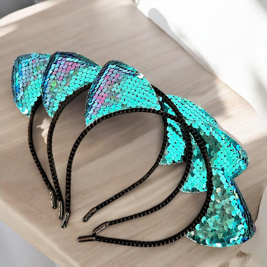 10 Diademas Reversibles Lentejuelas Gatito $6.5 c/u