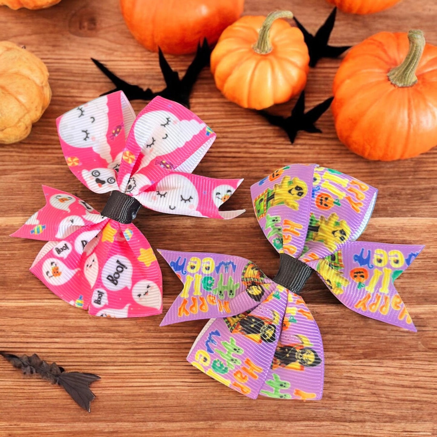 12 Moñitos Halloween Estampados  $6 c/u