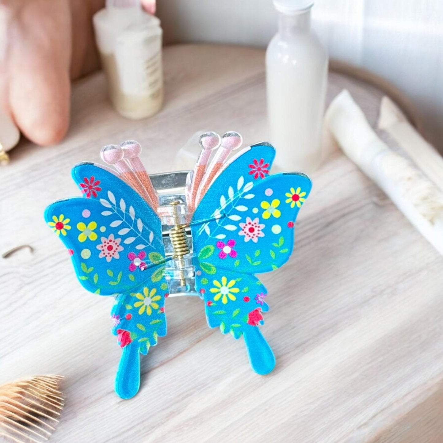 12 Pinzas Mariposas Decoradas Flores para Cabello $9.8 c/u