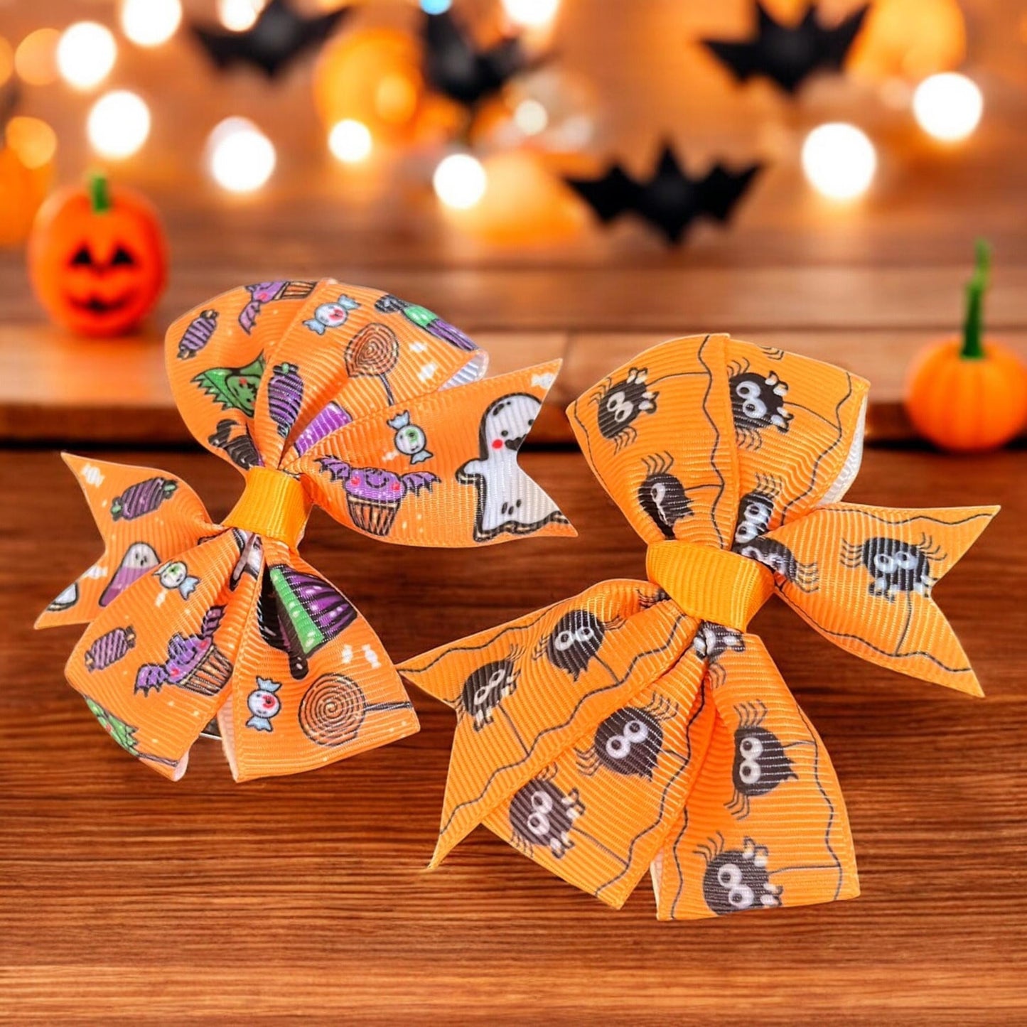 12 Moñitos Halloween Estampados  $6 c/u