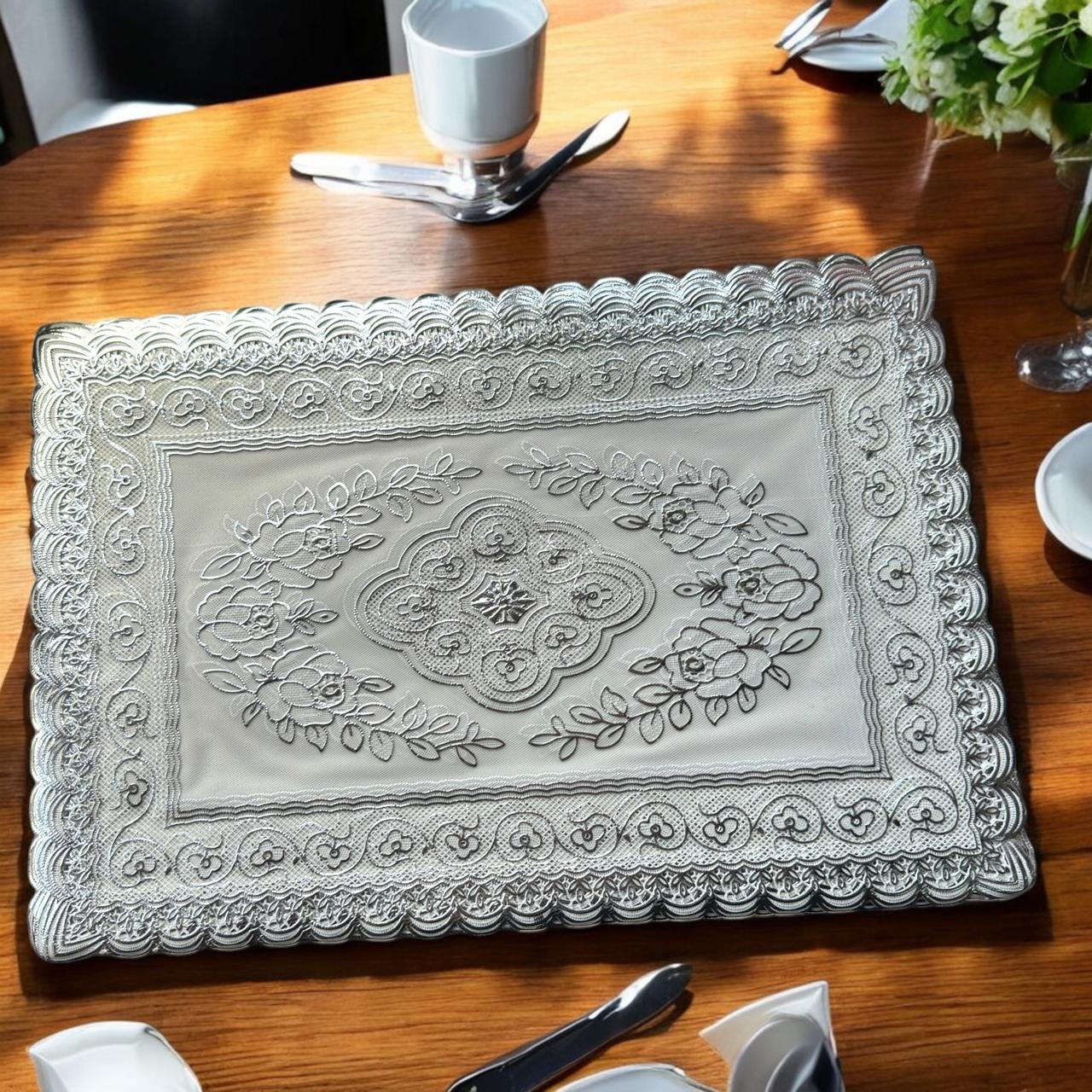 12 Manteles Individuales Rectangulares Dorado/Plateado $5 c/u