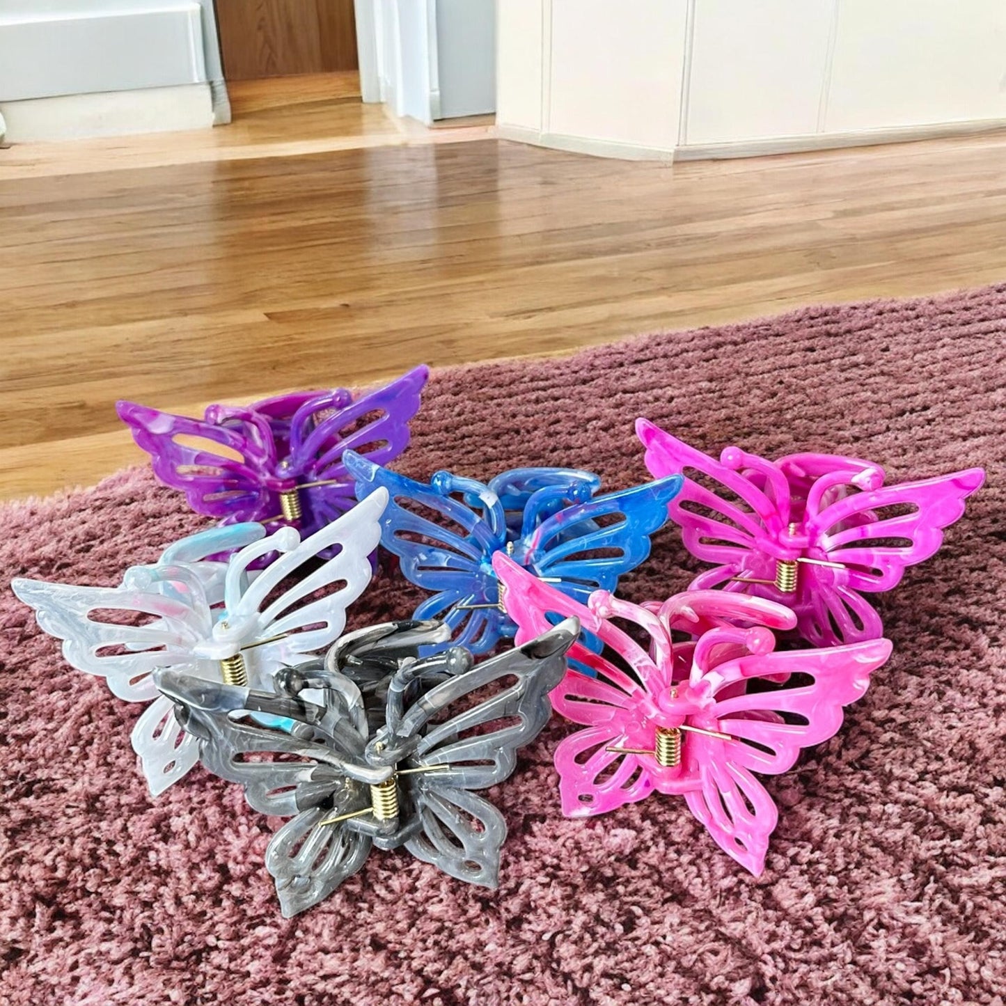 12 Pinzas Mariposas Marmoleadas Lindas $7 c/u