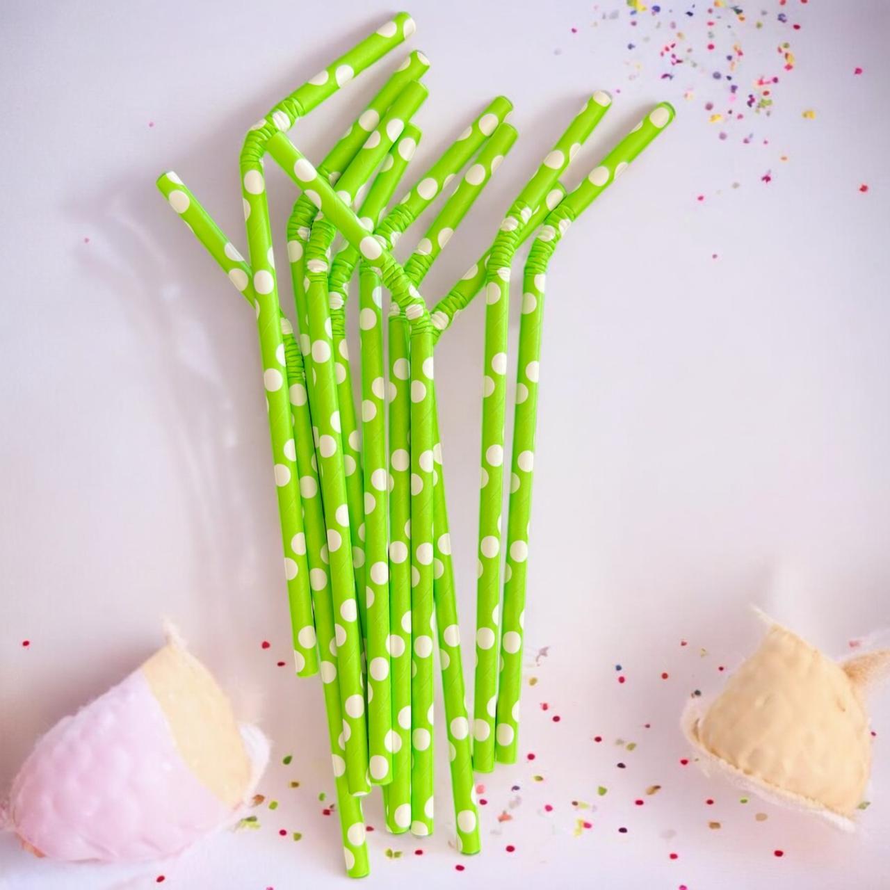 12 Paquetes de Popotes Flexibles Puntos y colores $7.6 c/u