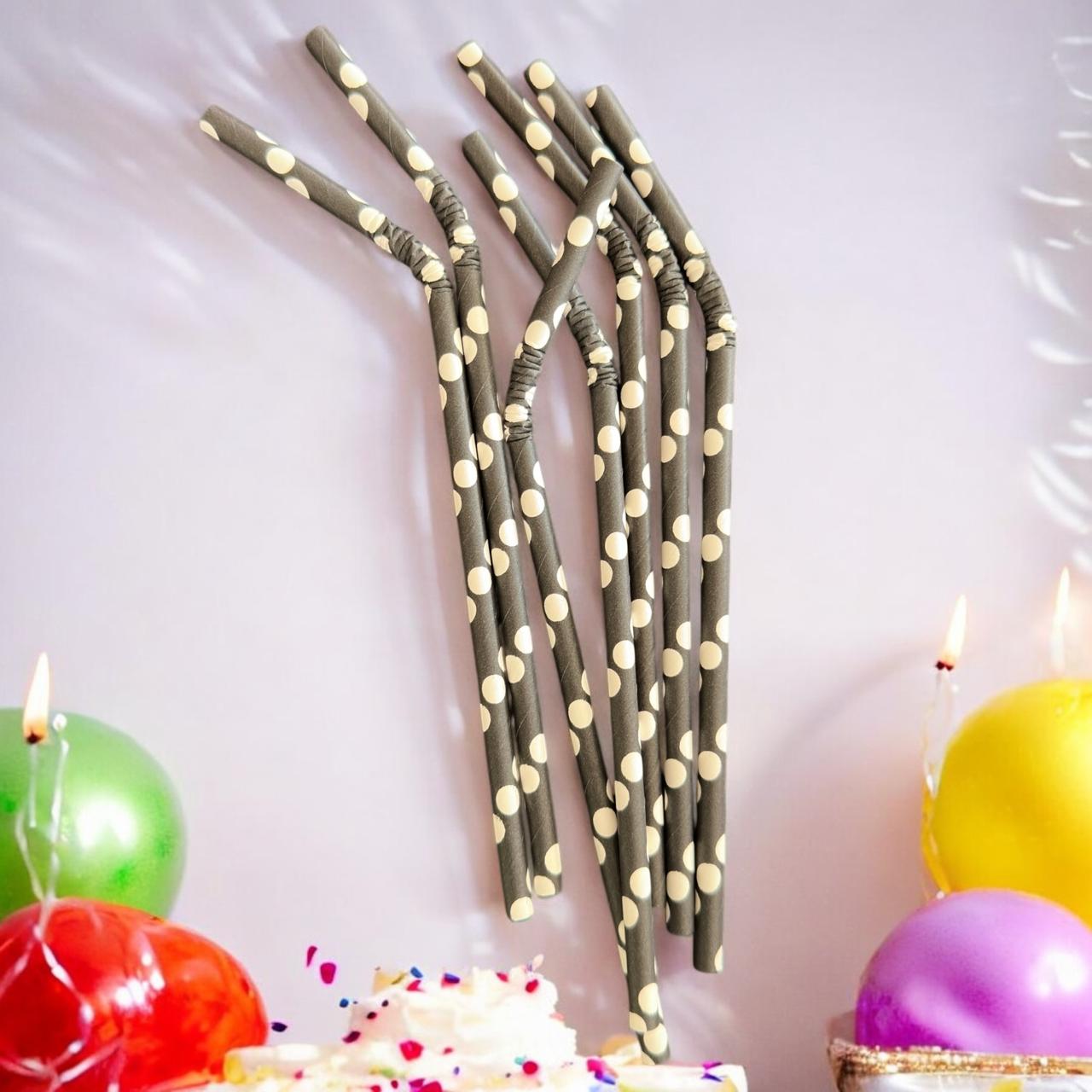 12 Paquetes de Popotes Flexibles Puntos y colores $7.6 c/u