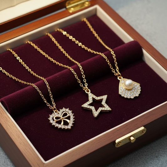 12 Collares con dije brillos $6.12 c/u