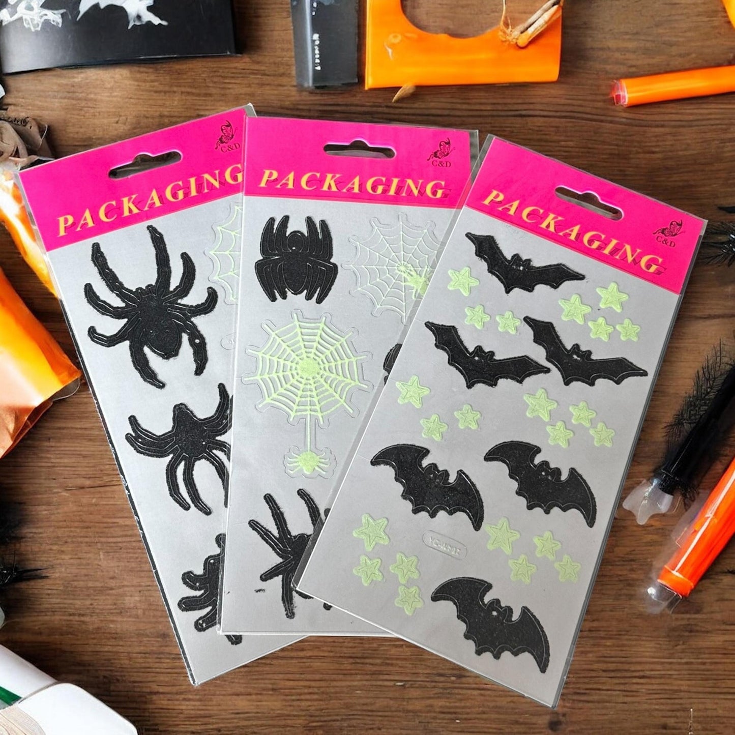 12 Stickers Fantasmas Halloween Fluorecentes $5.5 c/u