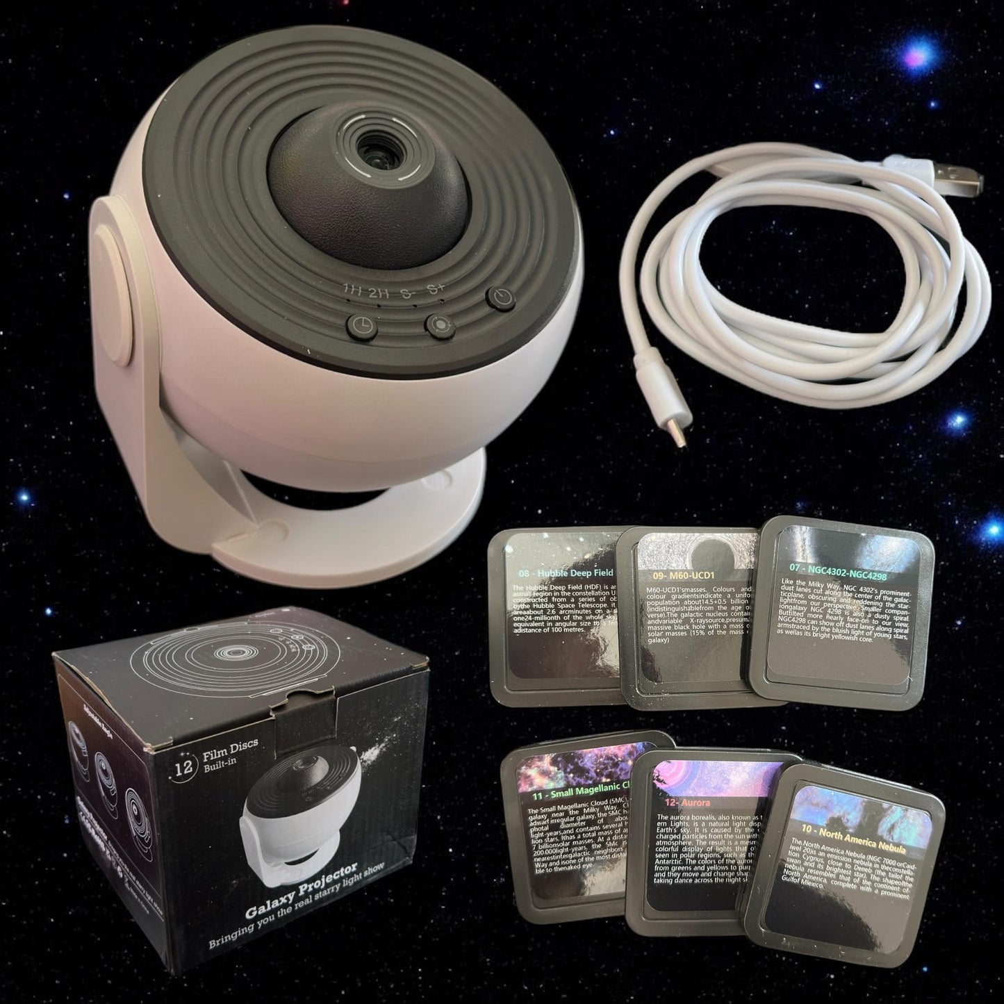 Proyector Galaxias Ajustable Con 12 Cartuchos Intercambiales