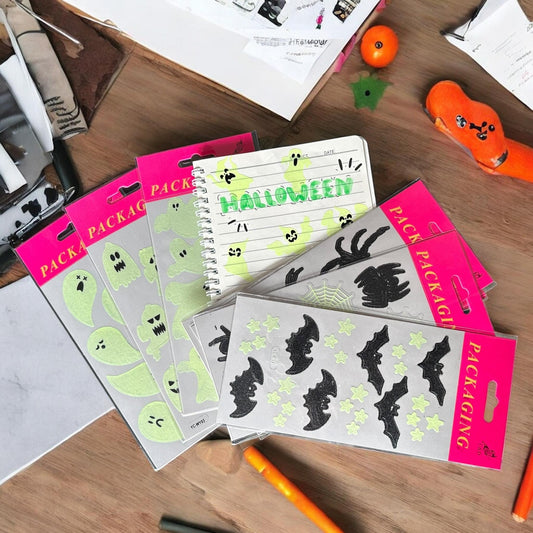 12 Stickers Fantasmas Halloween Fluorecentes $5.5 c/u