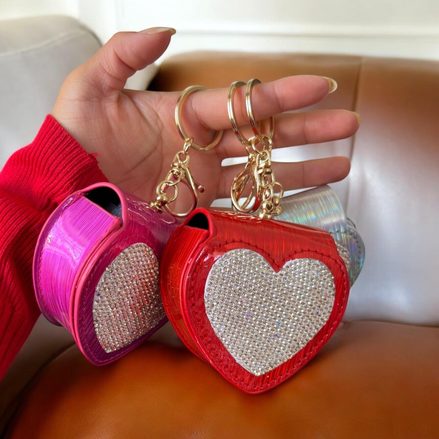 3 Monedero Corazon con Pedrería $59 c/u