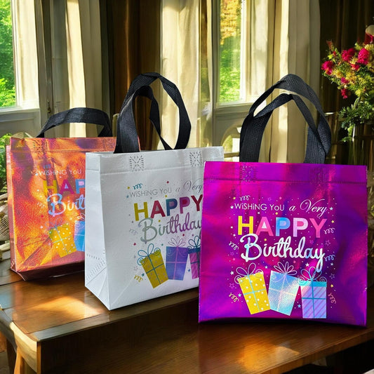 12 Bolsas "Happy BirthDay" Reutilizables $6.9 c/u