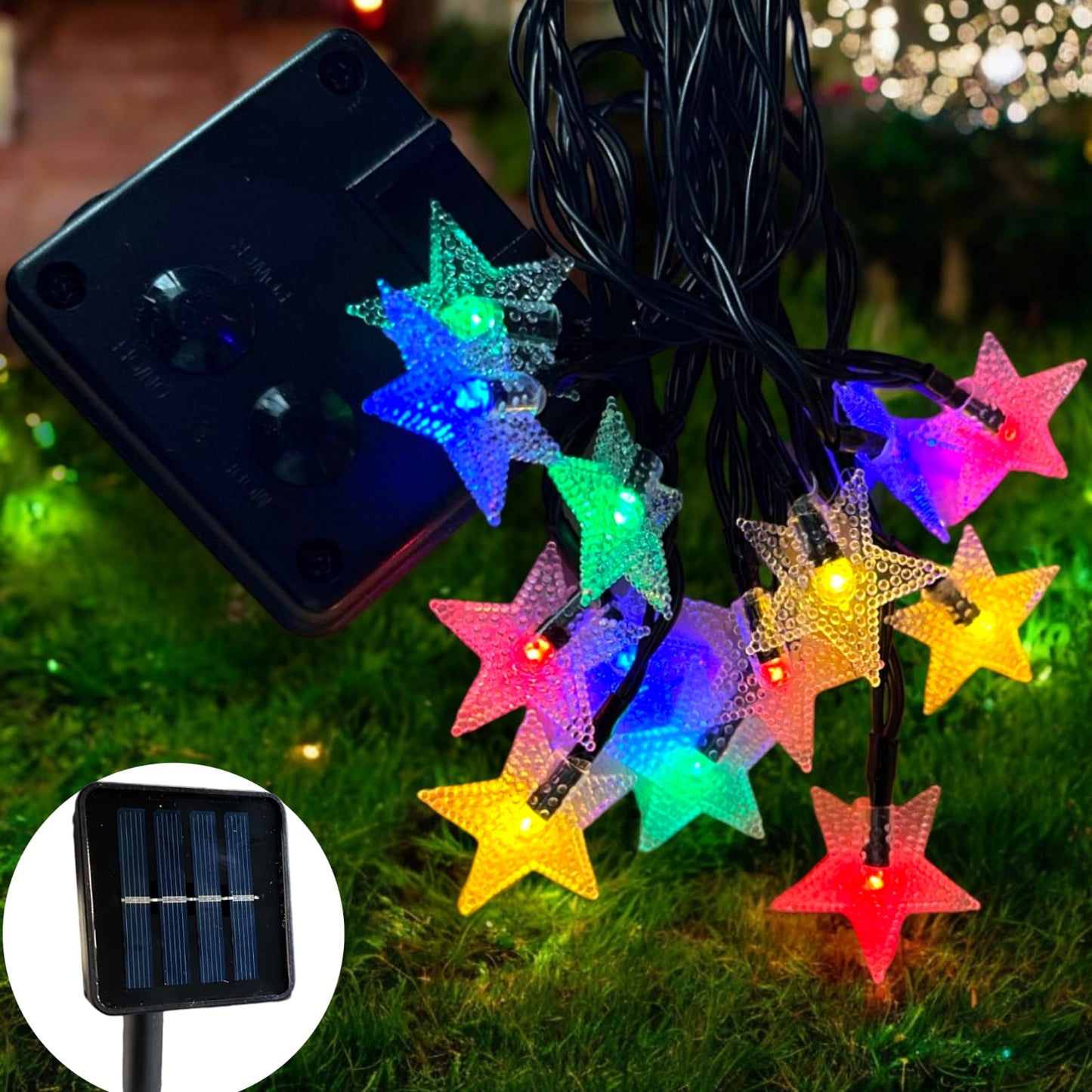 Serie de Luz solar Estrellas de colores 5 metros