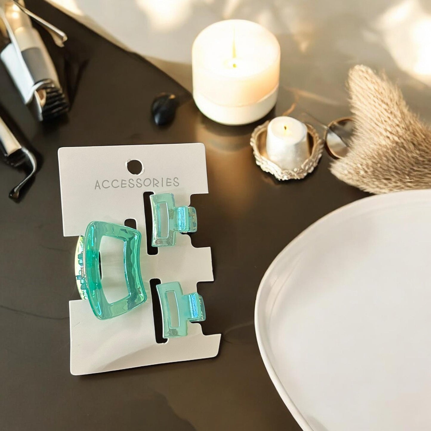 12 Sets Mini Pinzas para Cabello Brillantes $11 c/u