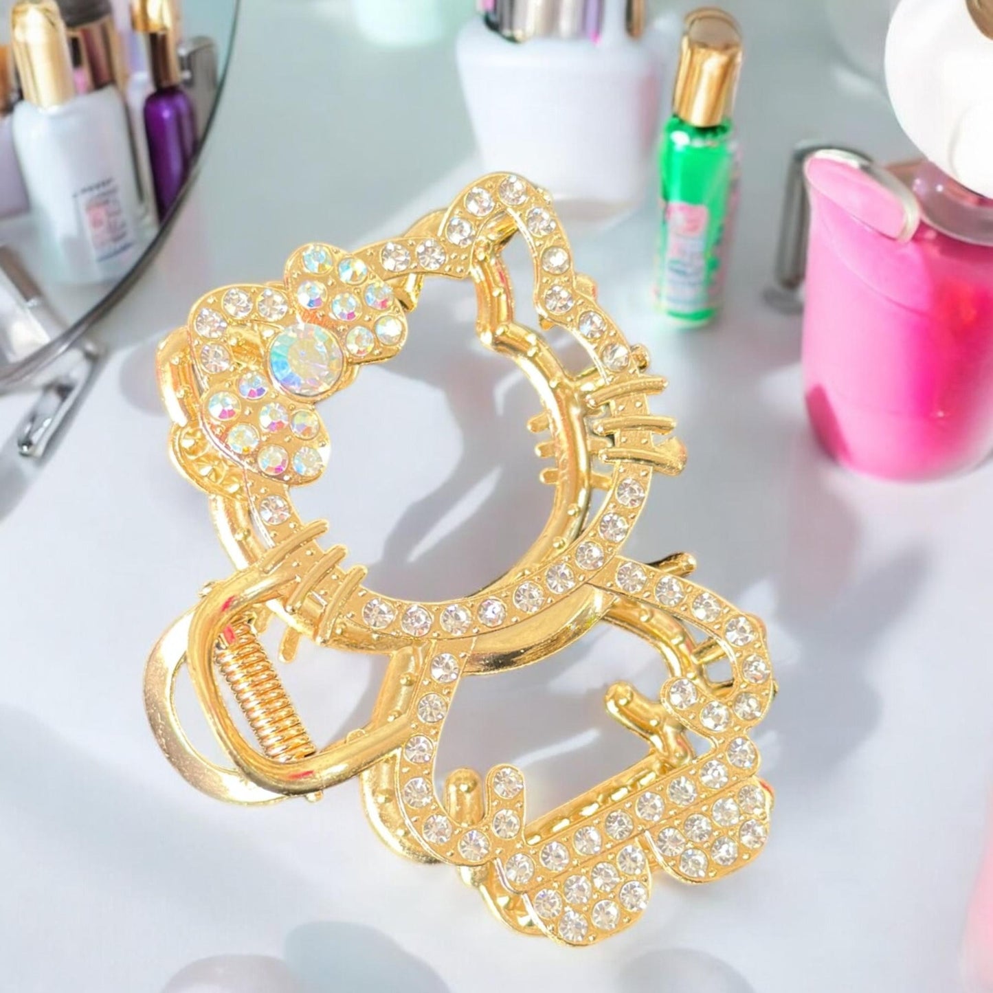 12 Pinzas Kitty Silueta Pedrería $22 c/u