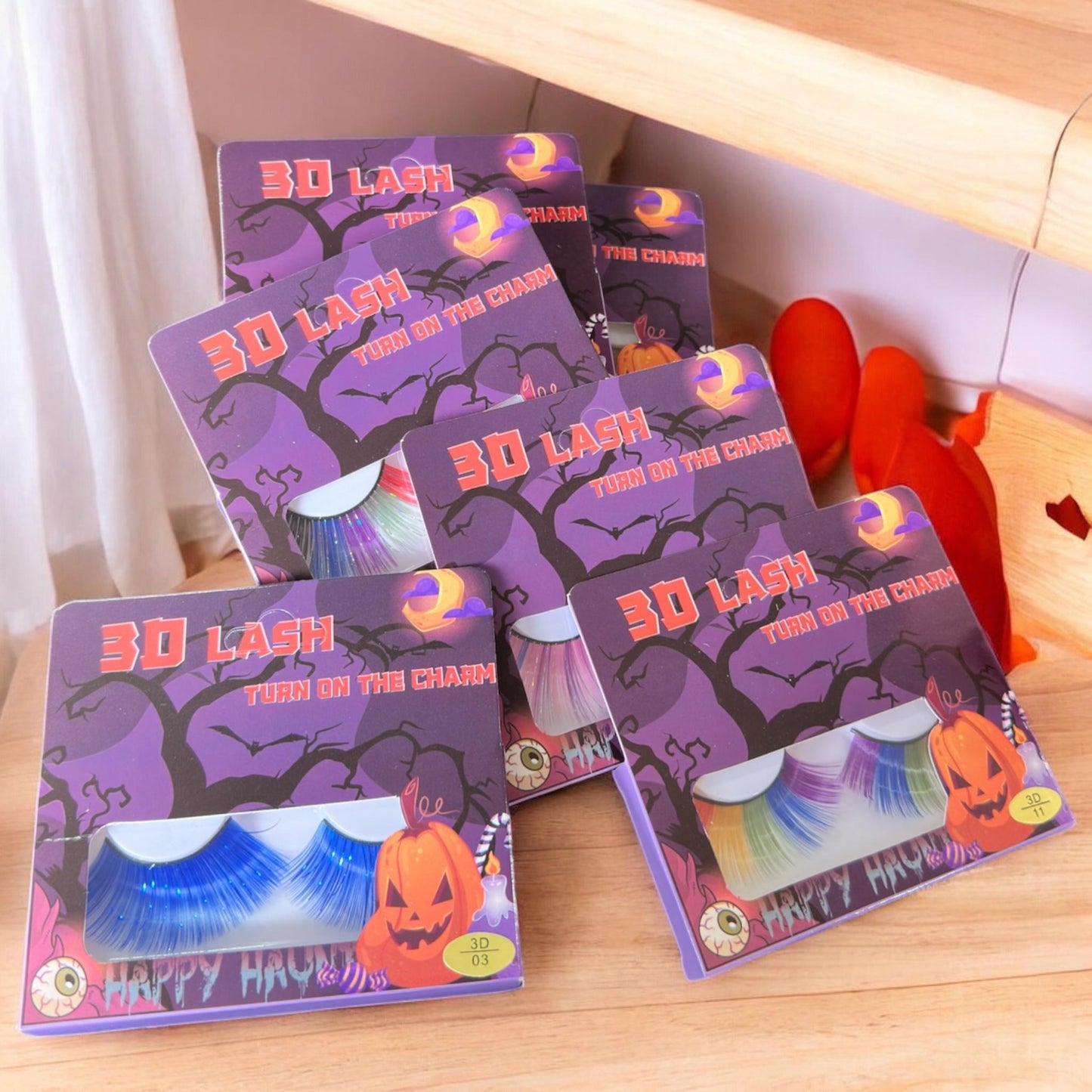 12 Pestañas Halloween Colores $9 c/u