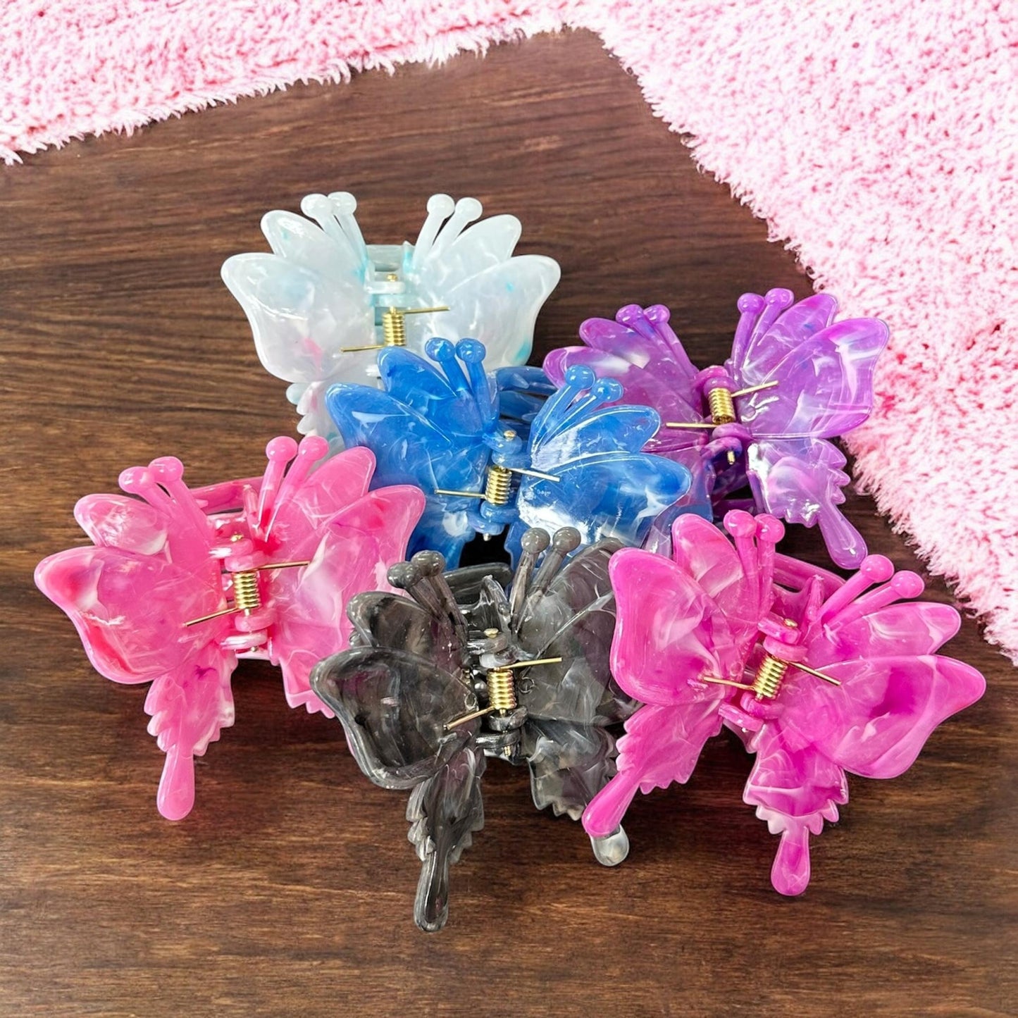 12 Pinzas Mariposas Marmoleadas Lindas $7 c/u