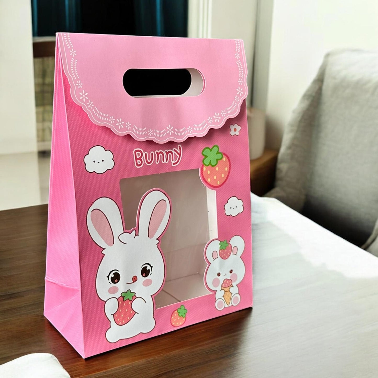 12 Bolsas de Regalo con Ventanilla y Velcro Mediana  $7.2 c/u