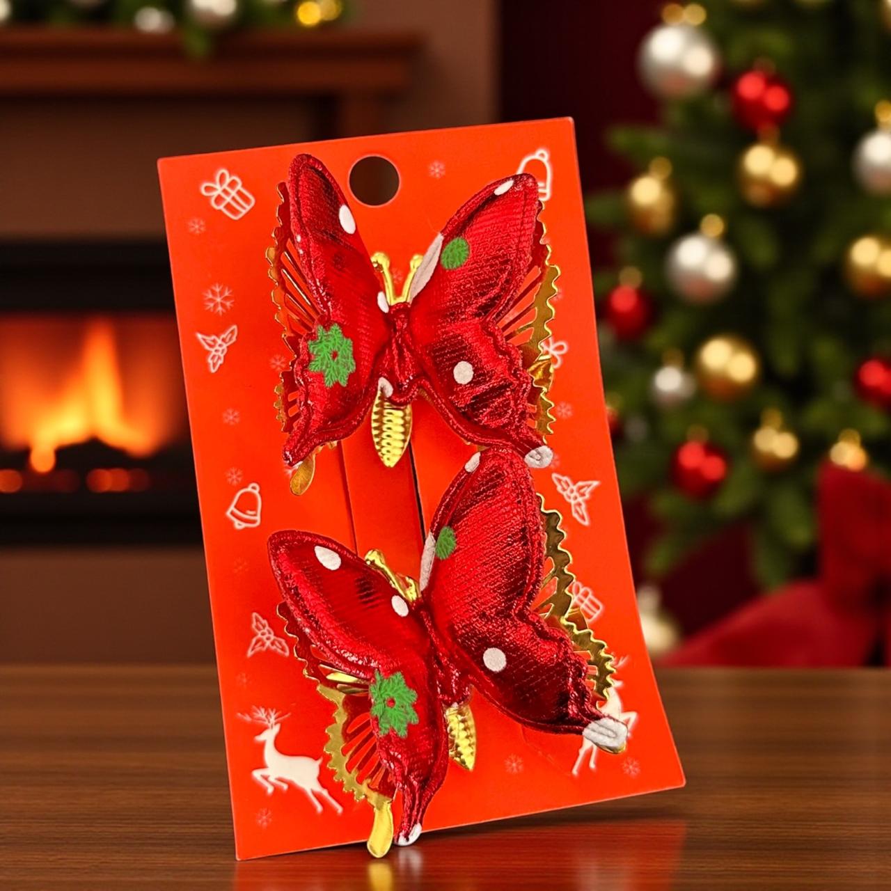 12 Pasadores de mariposa Navideñas $19 c/u