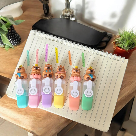 3 Sets de 6 marcatextos Capibaras $45 c/u