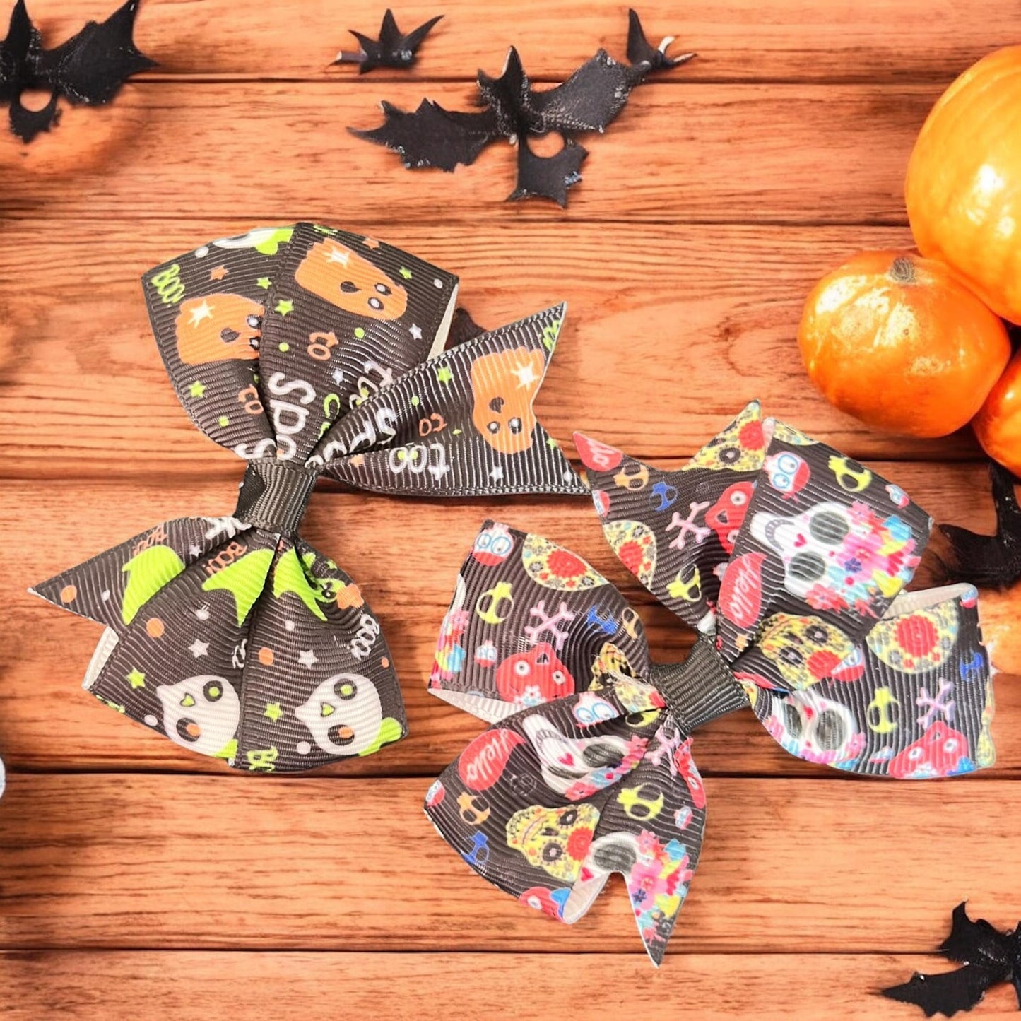 12 Moñitos Halloween Estampados  $6 c/u