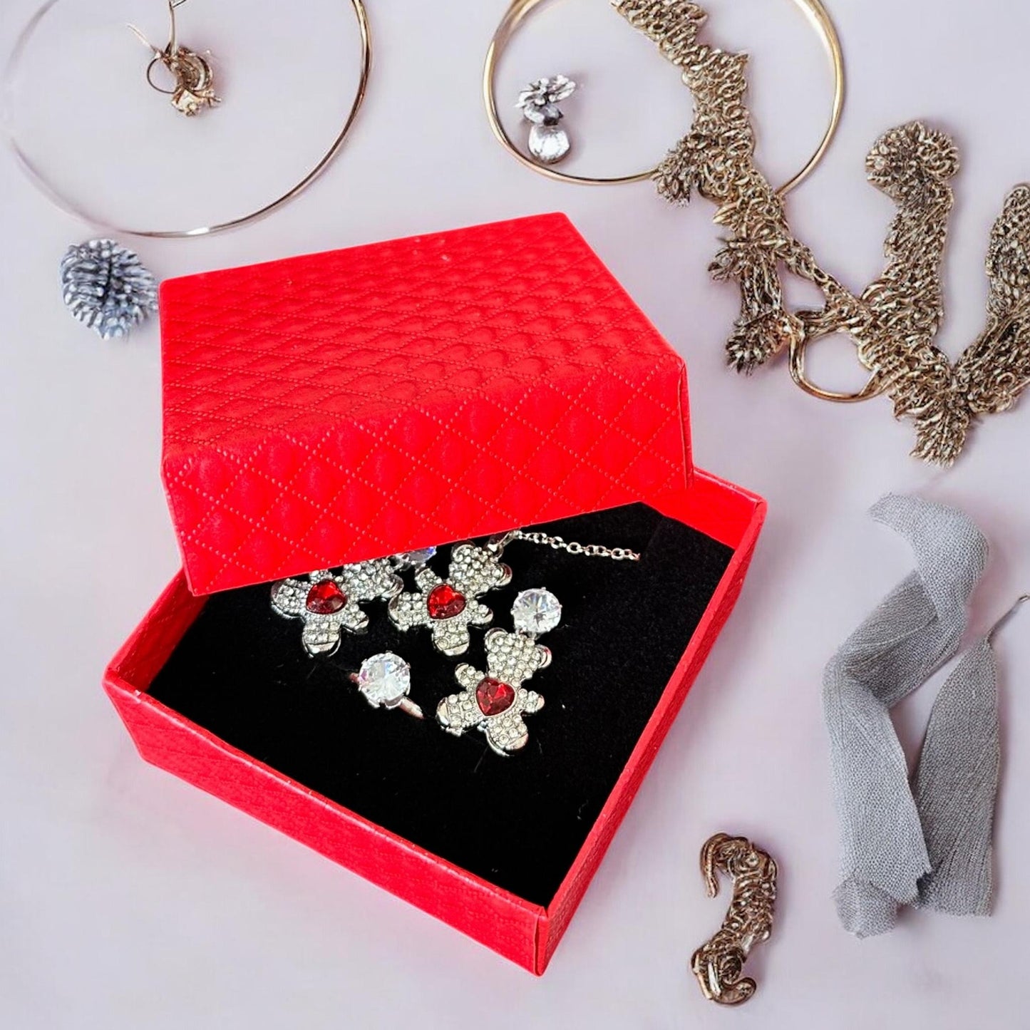 12 Cajas de Accesorios Joyeria Ositos $29 c/u