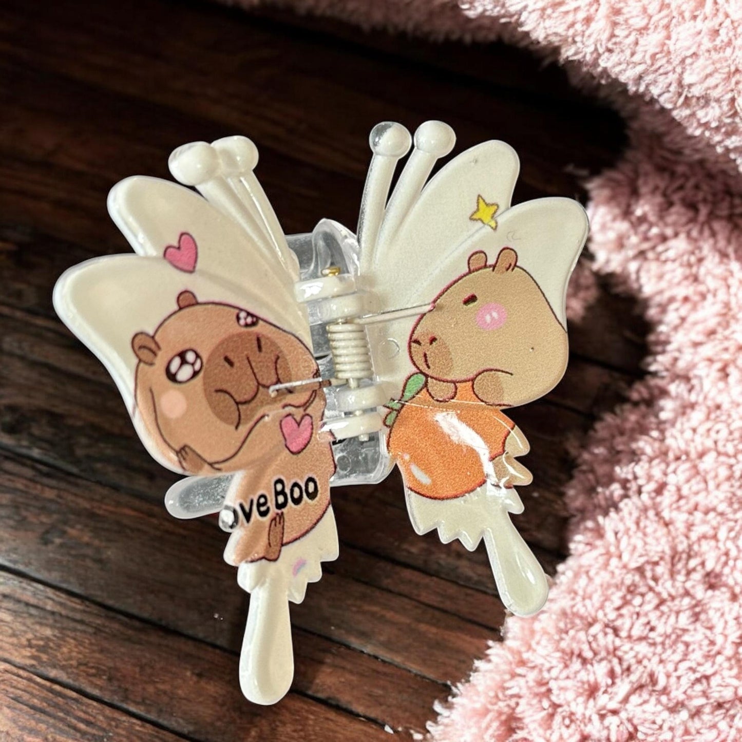 12 Pinzas Mariposas Capibaras/Labubu Decoradas $10.5 c/u