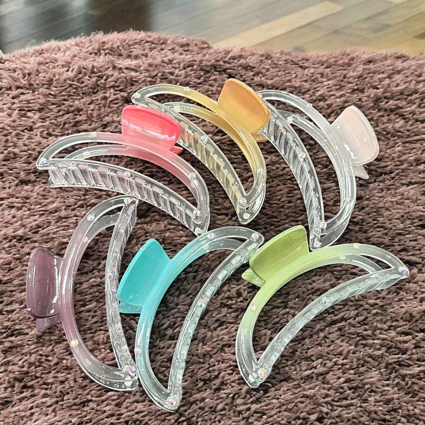 12 Pinzas para Cabello Brillos colores Difuminadas G $17.5 c/u