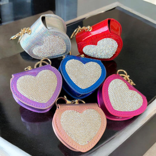 3 Monedero Corazon con Pedrería $59 c/u