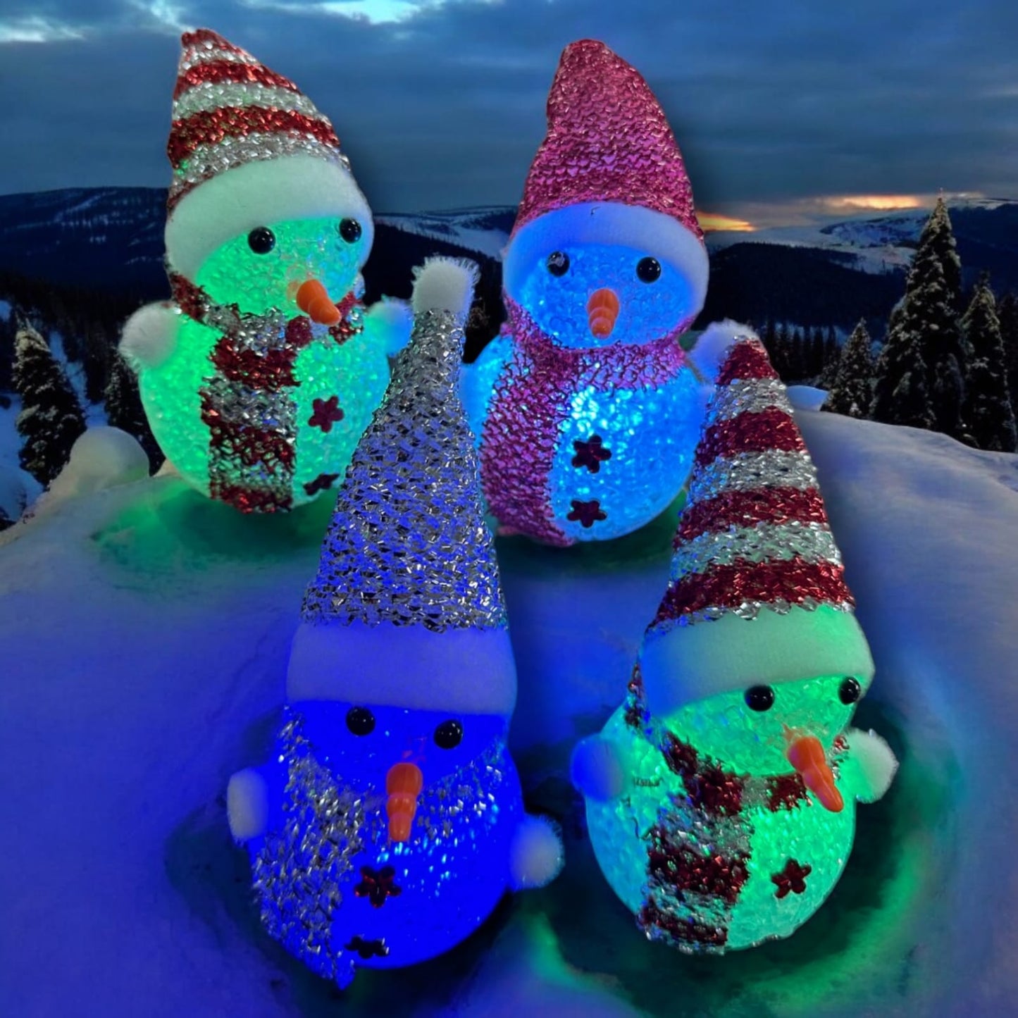 12 Muñecos de Nieve con Luces Colores $18 c/u