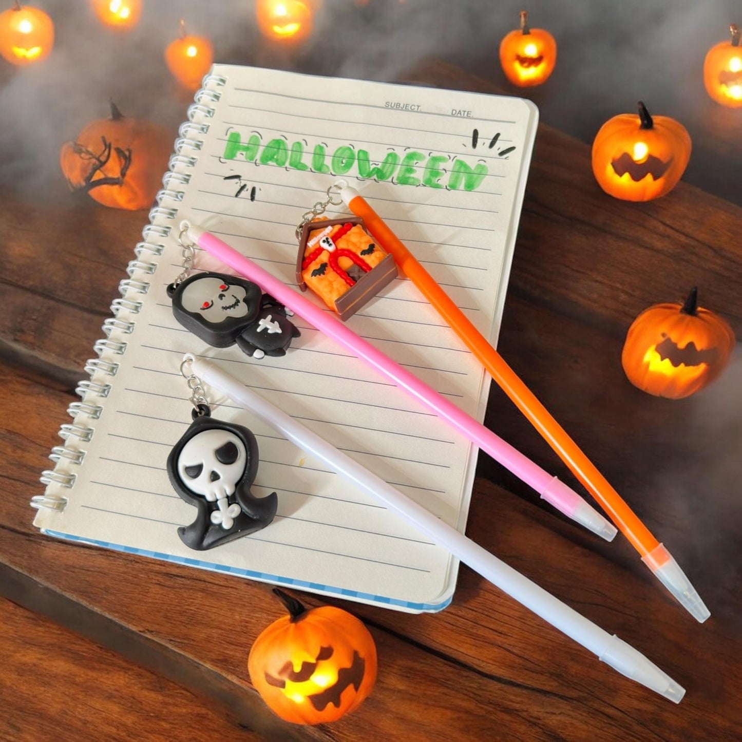 12 Lapiceros con Dijes Halloween 3D $7.3 c/u