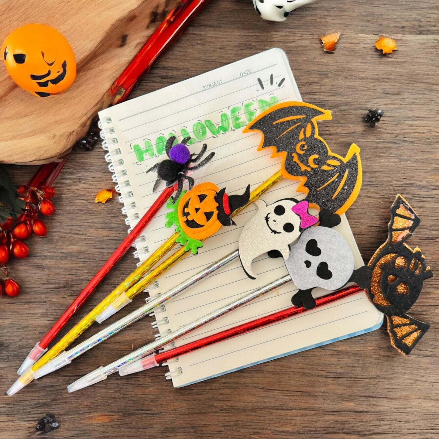 12 Lapiceros Halloween con Figura Diamantada $5.5 c/u