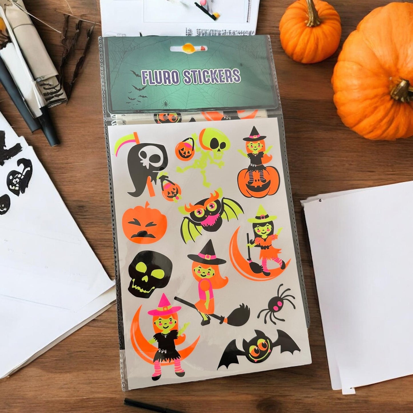 12 Stickers Halloween Fluorecentes $10 c/u