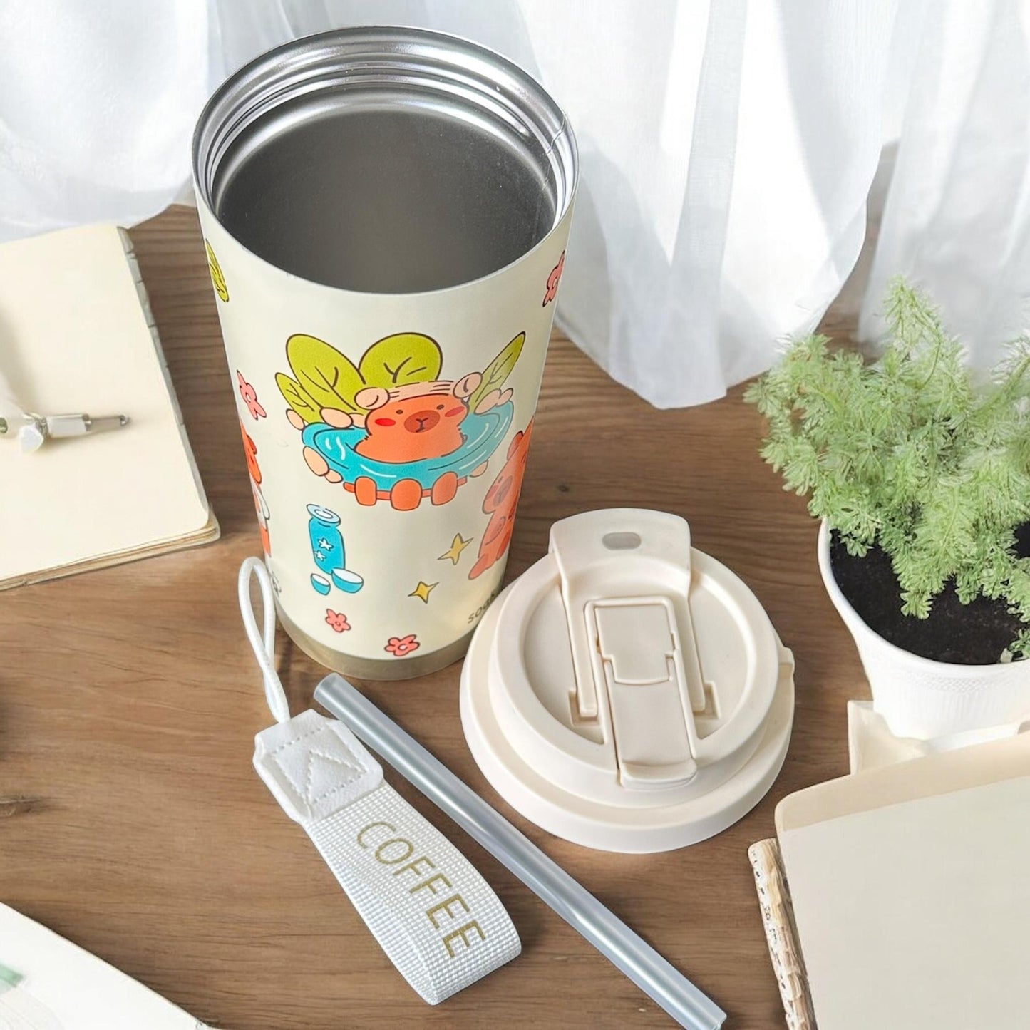 Termo Capibara Hermoso con Doble entrada y  Agarradera